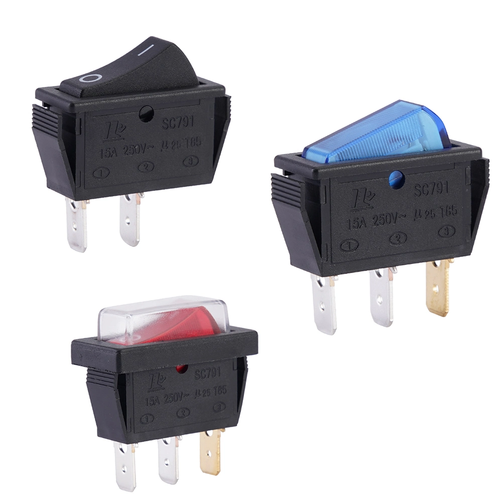 Long Life on-off Funtion 3 Pins with Light Rocker Switch